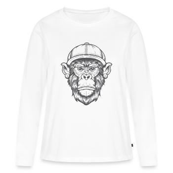 Singe Funky - T-shirt manches longues Premium bio Femme - blanc - Devant - Julia (174cm)
