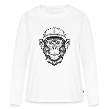 Singe Funky - T-shirt manches longues Premium bio Femme - blanc - Devant - Julia (174cm)