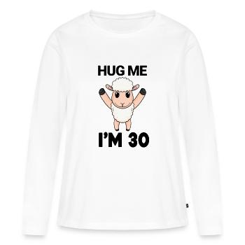 30 ans - 30 ans - câlin - T-shirt manches longues Premium bio Femme - blanc - Devant - Julia (174cm)