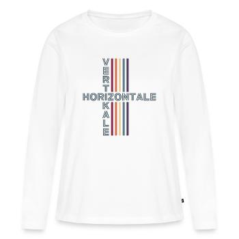 Horizontal Vertical Retro Vintage - T-shirt manches longues Premium bio Femme - blanc - Devant - Julia (174cm)