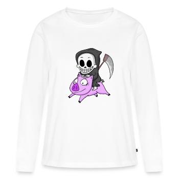 Cochon Faucheur - T-shirt manches longues Premium bio Femme - blanc - Devant - Julia (174cm)
