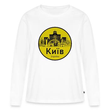 Logo rond de la ligne d’horizon de Kiev - T-shirt manches longues Premium bio Femme - blanc - Devant - Julia (174cm)