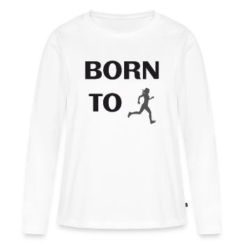 Marathon - Né pour courir - T-shirt manches longues Premium bio Femme - blanc - Devant - Julia (174cm)