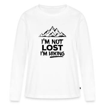 Randonnées Randonnées Randonnées Alpinisme Déclaration - T-shirt manches longues Premium bio Femme - blanc - Devant - Julia (174cm)