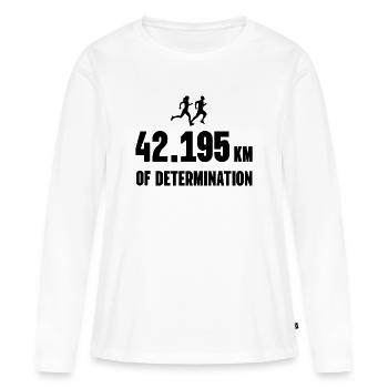 Marathon - 42,195 km de détermination - T-shirt manches longues Premium bio Femme - blanc - Devant - Julia (174cm)