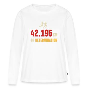 Marathon - 42 195 km de détermination - T-shirt manches longues Premium bio Femme - blanc - Devant - Julia (174cm)