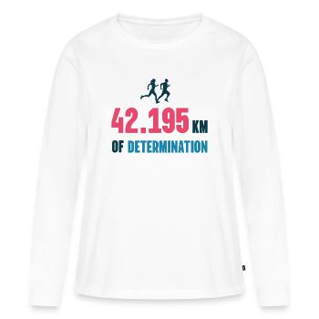 Marathon - 42 195 km de détermination - T-shirt manches longues Premium bio Femme - blanc - Devant - Julia (174cm)