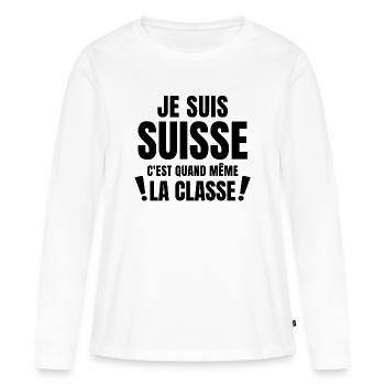 Suisse, fierté Suisse, je suis Suisse - T-shirt manches longues Premium bio Femme - blanc - Devant - Julia (174cm)