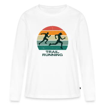 trail, running, running trail - T-shirt manches longues Premium bio Femme - blanc - Devant - Julia (174cm)