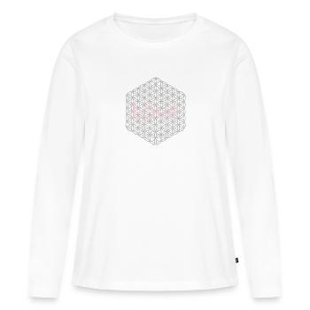 Flower of Life - 5th Dimension - silver - love - Women's Premium Organic Long Sleeve Shirt - white - Front - Julia (174cm)