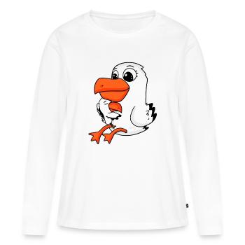 Famille de mouettes - mouette avec bébé - T-shirt manches longues Premium bio Femme - blanc - Devant - Julia (174cm)