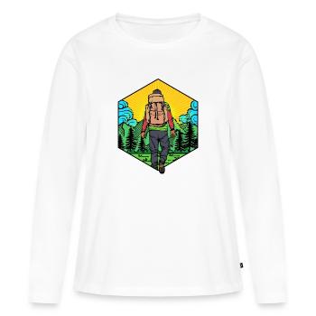 Randonnées Randonnées Alpinisme Randonnée en montagne - T-shirt manches longues Premium bio Femme - blanc - Devant - Julia (174cm)
