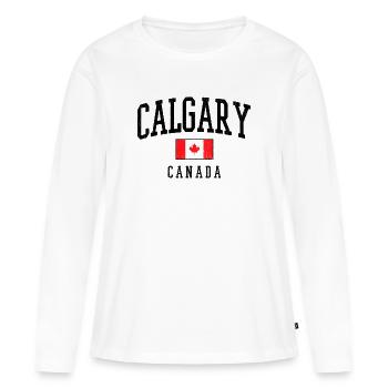 Calgary, Canada - T-shirt manches longues Premium bio Femme - blanc - Devant - Julia (174cm)