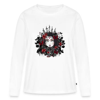 viktorianisches Gothic Königin mit Krone und Rosen - Frauen Premium Bio Langarmshirt - Weiß - Vorne - Julia (174cm)