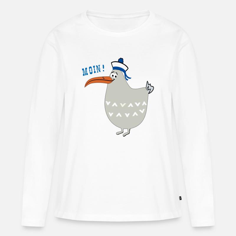 Moin, maritim, Möwe - Frauen Premium Bio Langarmshirt - Weiß