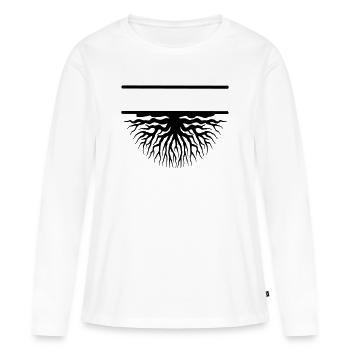 Racines des arbres - T-shirt manches longues Premium bio Femme - blanc - Devant - Julia (174cm)