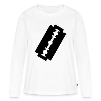 Logo razor blade. - Women's Premium Organic Long Sleeve Shirt - white - Front - Julia (174cm)