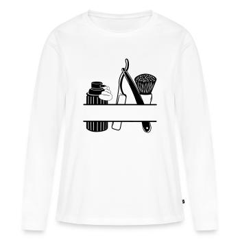 Crème à raser, couteau et brosse, rasage logo - T-shirt manches longues Premium bio Femme - blanc - Devant - Julia (174cm)