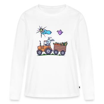 Tracteur agriculteur Véhicule de terrain Machines agricoles - T-shirt manches longues Premium bio Femme - blanc - Devant - Julia (174cm)