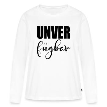 SCHRIFTZUG UNVERFÜGBAR - STATUS - Frauen Premium Bio Langarmshirt - Weiß - Vorne - Julia (174cm)