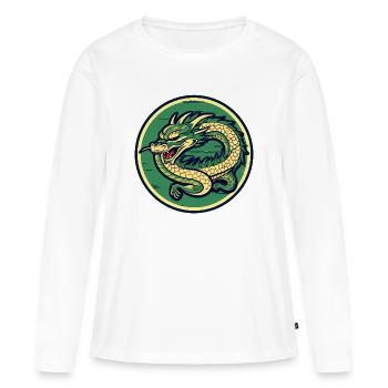 Dragon Crest Circle Patch - Frauen Premium Bio Langarmshirt - Weiß - Vorne - Julia (174cm)