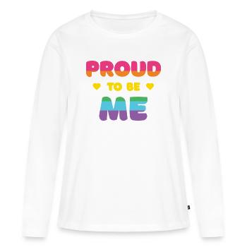 LGBTQ+ Fierté d’être moi - Mois de la fierté - T-shirt manches longues Premium bio Femme - blanc - Devant - Julia (174cm)