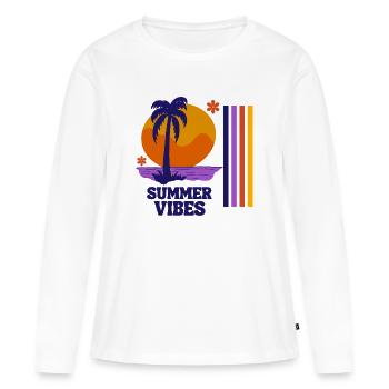 vacances d'été, vacances, vacances à-la mer - T-shirt manches longues Premium bio Femme - blanc - Devant - Julia (174cm)