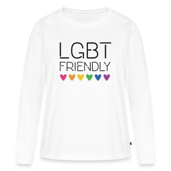 LGBT-freundlich - Frauen Premium Bio Langarmshirt - Weiß - Vorne - Julia (174cm)
