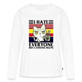 café, pas du matin, grincheux le matin - T-shirt manches longues Premium bio Femme - blanc - Devant - Julia (174cm)