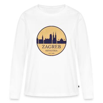 Zagreb, Croatie - Skyline Badge - T-shirt manches longues Premium bio Femme - blanc - Devant - Julia (174cm)