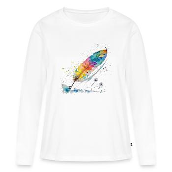 Source - T-shirt manches longues Premium bio Femme - blanc - Devant - Julia (174cm)
