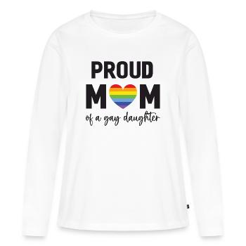 Mois de la fierté LGBT - Fière maman d’une fille gaie - T-shirt manches longues Premium bio Femme - blanc - Devant - Julia (174cm)