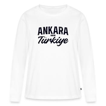 Ankara Turquie Police Logo - T-shirt manches longues Premium bio Femme - blanc - Devant - Julia (174cm)
