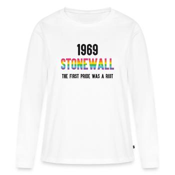 Stonewall 1969 - La première fierté était une émeute - T-shirt manches longues Premium bio Femme - blanc - Devant - Julia (174cm)