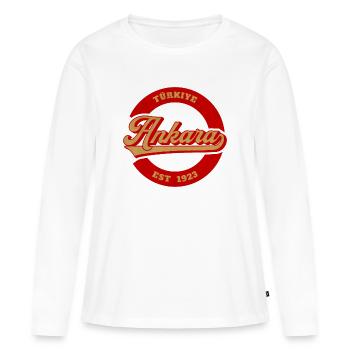 Ankara Vintage Logo Est 1923 - T-shirt manches longues Premium bio Femme - blanc - Devant - Julia (174cm)