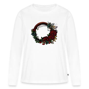 roseraie à cadre sombre au look Art Nouveau - T-shirt manches longues Premium bio Femme - blanc - Devant - Julia (174cm)