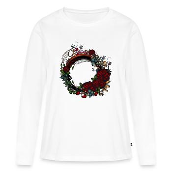 roseraie à cadre Art Nouveau sombre la nuit - T-shirt manches longues Premium bio Femme - blanc - Devant - Julia (174cm)