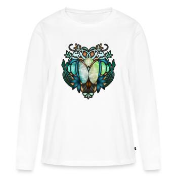Ornement Art Nouveau en verre transparent - T-shirt manches longues Premium bio Femme - blanc - Devant - Julia (174cm)