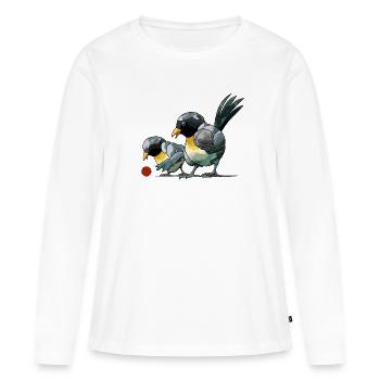 Boules de boules de boules pour pétanque - T-shirt manches longues Premium bio Femme - blanc - Devant - Julia (174cm)