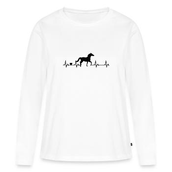 Équitation Heartbeat - T-shirt manches longues Premium bio Femme - blanc - Devant - Julia (174cm)