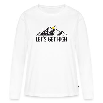 Montagnes - Let’s Get High - T-shirt manches longues Premium bio Femme - blanc - Devant - Julia (174cm)