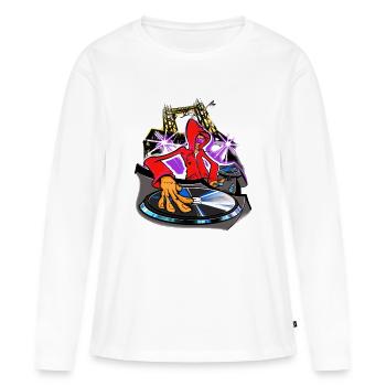 DJing - T-shirt manches longues Premium bio Femme - blanc - Devant - Julia (174cm)