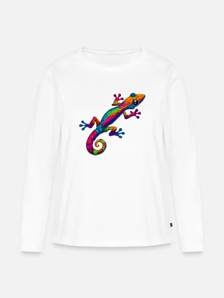Gecko - Frauen Premium Bio Langarmshirt - Weiß