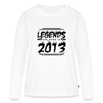 2013 - Jahrgang 2013 - Baujahr 2013 - Frauen Premium Bio Langarmshirt - Weiß - Vorne - Julia (174cm)