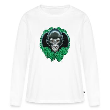 Gorilla-Kopf - Frauen Premium Bio Langarmshirt - Weiß - Vorne - Julia (174cm)