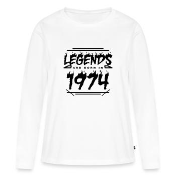 1974 - Né en 1974 - Construit en 1974 - T-shirt manches longues Premium bio Femme - blanc - Devant - Julia (174cm)