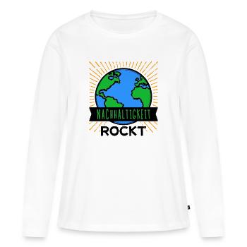 Nachhaltigkeit Mutter Erde Umwelt Statement Planet - Frauen Premium Bio Langarmshirt - Weiß - Vorne - Julia (174cm)