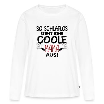 SCHLAFLOSE MAMA - SCHWANGERSCHAFT MUTTER - Frauen Premium Bio Langarmshirt - Weiß - Vorne - Julia (174cm)