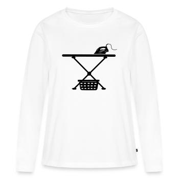 Srichplak en fer et panier à linge - T-shirt manches longues Premium bio Femme - blanc - Devant - Julia (174cm)