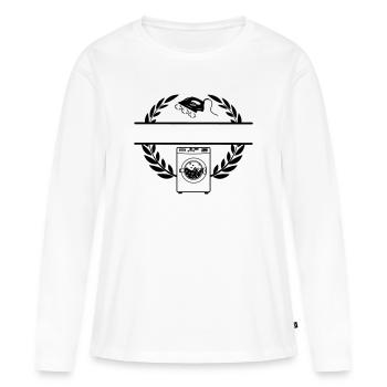 Machine à laver en couronne de laurier - T-shirt manches longues Premium bio Femme - blanc - Devant - Julia (174cm)